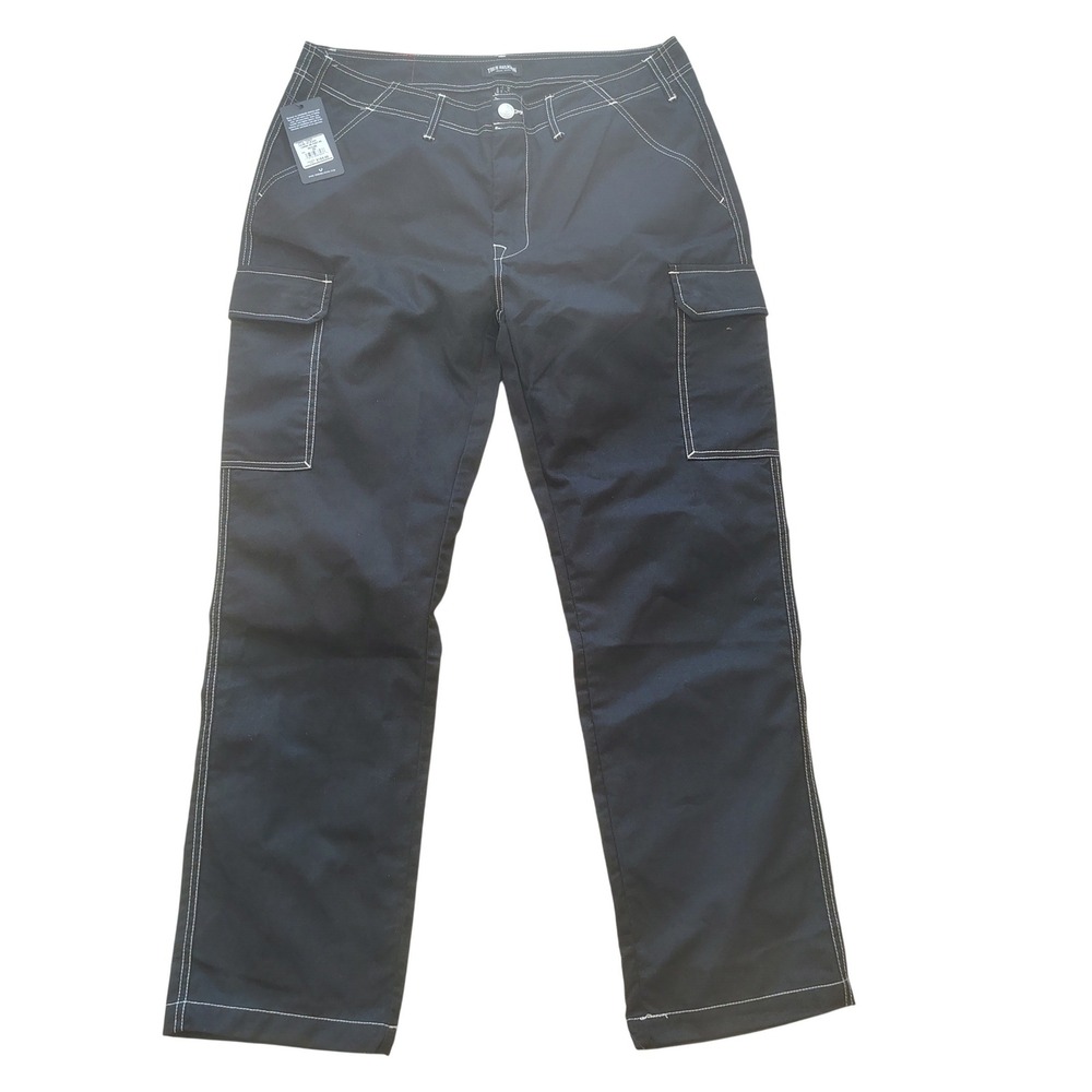 True Religion Mens Cargo SN Pant HS Jet Black Contrast Stitch Size 36 700820 NEW